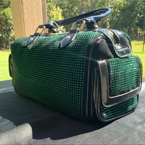 Black Handbag with green rhinestones